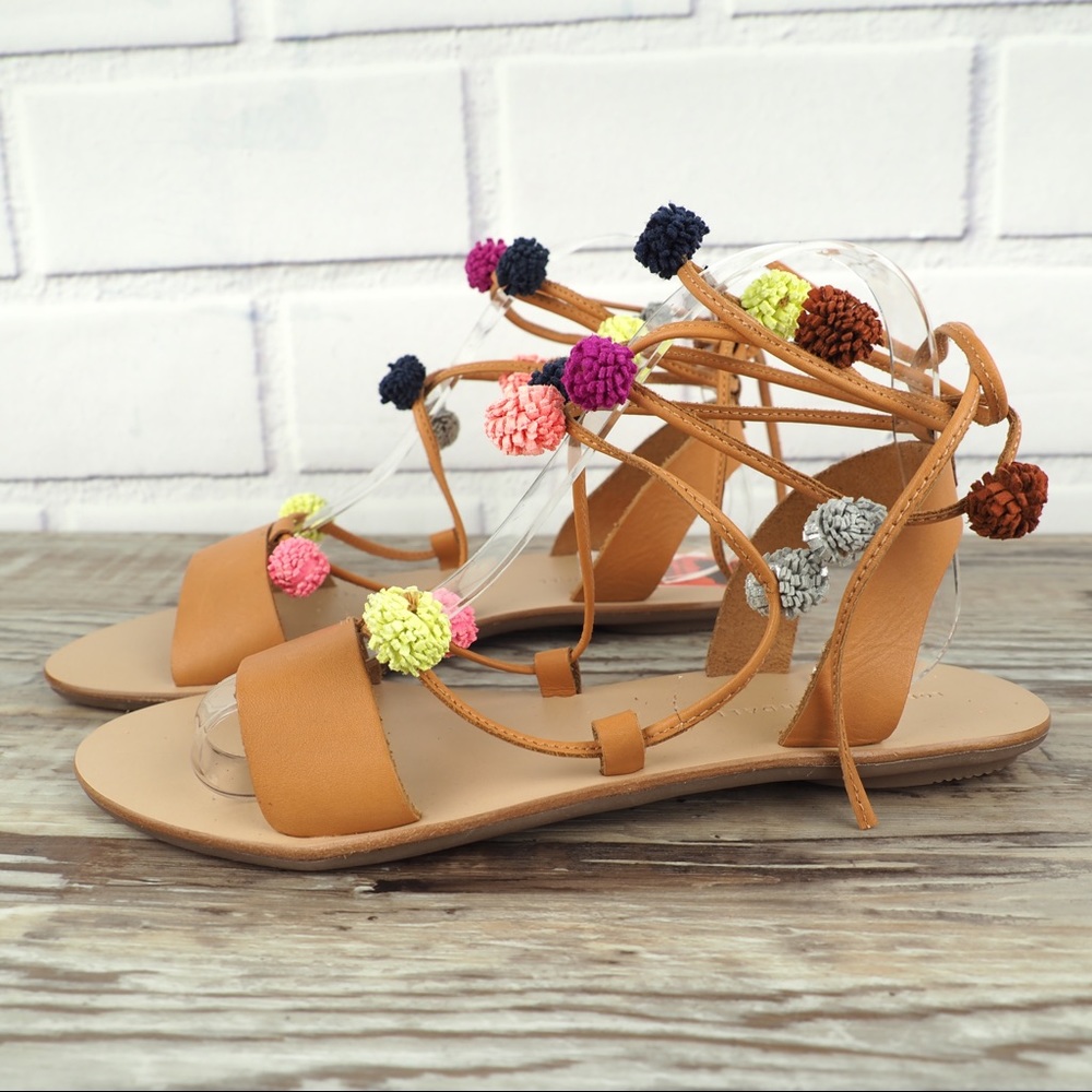 NWT Loeffler Randall 8.5 Saskia Flat Pompom Sandal - Picture 4 of 8